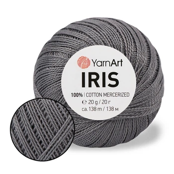 Пряжа YarnArt Iris, Темно-сірий №0934, Ярнарт Ірис 100% мерсеризована бавовна, нитки для в'язання гачком і спицями іграшок, купальників, топів