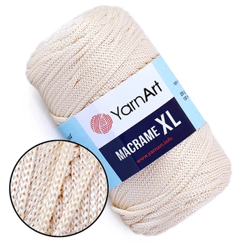 Пряжа YarnArt Macrame XL, Кремовый №165, полиэстеровый шнур 4 мм, ЯрнАрт Макраме ХЛ нитка для вязания крючком и спицами, полиэстер 100%