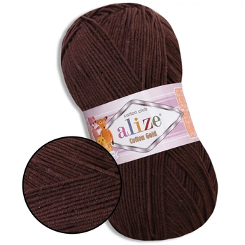 Пряжа Alize Cotton Gold, Шоколад №26 - хлопок с акрилом, нитка для вязания спицами и крючком, Ализе Коттон Голд