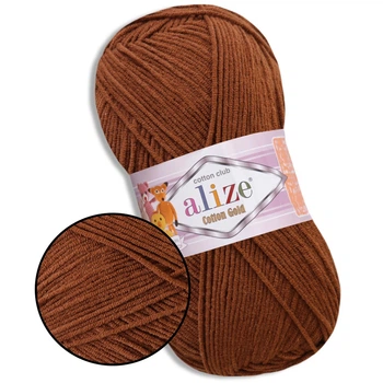 Пряжа Alize Cotton Gold, Кирпичный меланж №690 - хлопок с акрилом, нитка для вязания спицами и крючком, Ализе Коттон Голд