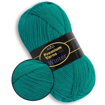 Пряжа Premium Yarn Winter, Петроль №612 напіввовняна нитка для в'язання шкарпеток, шапок, шарфів та інших зимових виробів спицями і гачком, Преміум Яр