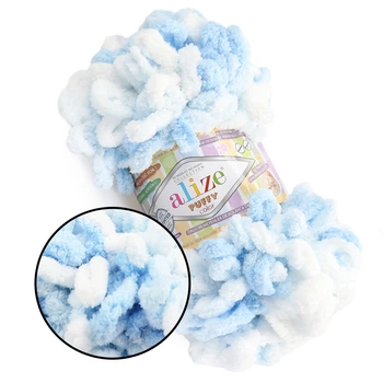 Alize Puffy Color, №5865 (100г/ 9м) плюшева фантазійна пряжа з готовими петлями для в'язання руками пледа іграшок і балаклави, Алізе Пуффі, Алізе Пуфф