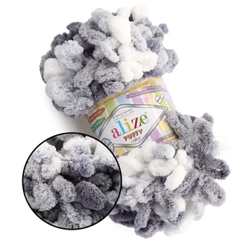 Alize Puffy Color, №5925 (100г/ 9м) плюшевая фантазийная пряжа с готовыми петлями для вязания руками пледа игрушек и балаклавы, Ализе Пуффи,Ализе Пуфи