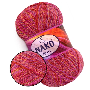 Пряжа Nako Boho, №87720 полушерстяная нить для вязания джемперов, кофт, перчаток, носков, шапок, шарфов и других зимних изделий спицами и крючком, мер