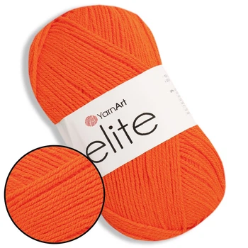 Пряжа Yarnart Elite (Еліт) Оранж неон №8279 турецька для в'язання 100% акрил для іграшок, пінеток, пледів та одягу, нитки для в'язання спицями та гачк