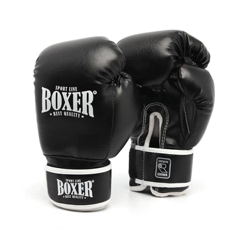 Рукавички боксерські Boxer 12 oz шкірвініл 0.6 мм Чорні (2024-01BLK)