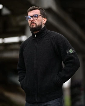 Мужская демисезонная кофта вязка Stone Island 2XL черный (94819)