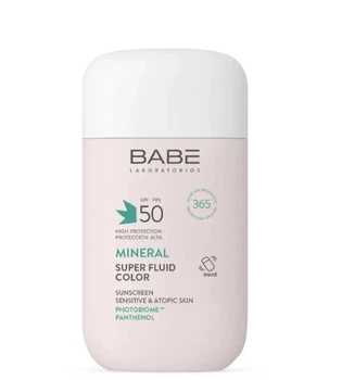 BABE Laboratorios Сонцезахисний мінеральний флюїд Sun Protection Mineral Super Fluid Color SPF 50 з фізичними фільтрами, 50 мл — Бабе Лабораторіос