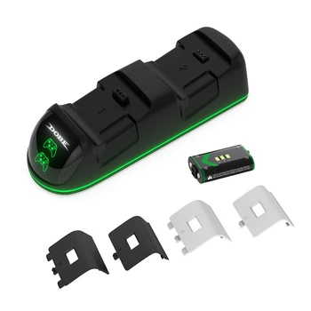 Док-станция для зарядки DOBE K43B двух контроллеров Xbox Series X/S и Xbox One с LED и аккумуляторами 4800 mAh.