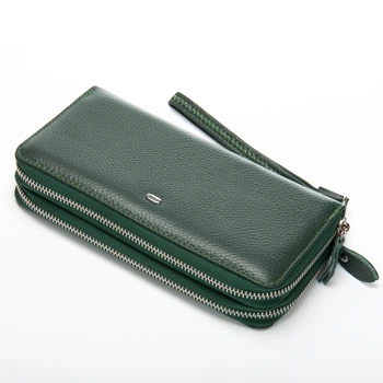 Большой женский кошелек-клатч Classic из натуральной кожи DR. BOND PR-251204-41289 зеленый