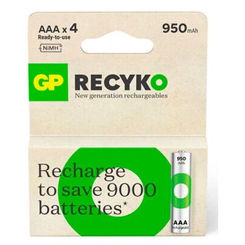 Акумулятор GP Batteries AAA 950mAh NiMh 4шт ReCyko 1000 Series