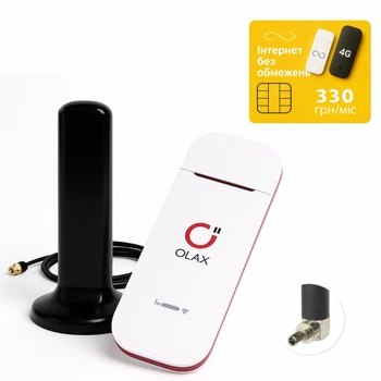 Olax U90H — USB 4G модем/роутер з підключенням Wi-Fi и автомобільной плоской антеной 16 dBi + Подарок — безлимитная SIM-карта Lifecell