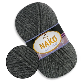 Nako Sport Wool, Серый №193, полушерстяная пряжа, 100 г / 120 м, 25% шерсть / 75% акрил, для снудов, шапок, кардиганов