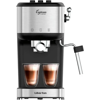 Кавоварка Liberton LCM-2206, Black/Inox, 950W, ріжкова, резервуар для води 1л, ручний капучинатор, приготування 2 чашок одночасно