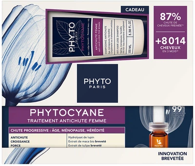 Zestaw do pielęgnacji włosów Phyto Phytocyane Ampulki 12x5 ml + Szampon 100 ml (3701436935566)