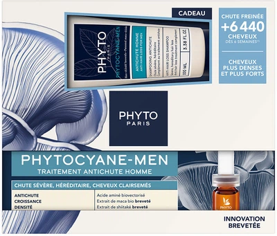 Zestaw do pielęgnacji włosów Phyto Phytocyane Men Ampulki 12x5 ml + Szampon 100 ml (3701436935528)