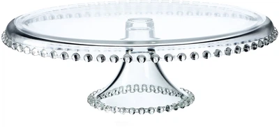 Підставка для торта Kadax на ніжці скляна рожева 32 см (5903699493922)