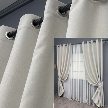 Комплект штор на люверсах VR-Textil Блэкаут двусторонний Scandi № 1903ш Дымчато-белый 150х250 см 2 шт (37-0305)