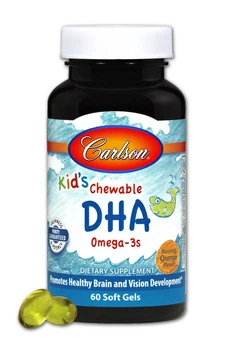 Риб'ячий жир (DHA) для Дітей, Kid's Chewable, Carlson, смак апельсину, 60 капсул