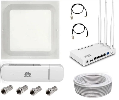 Комплект WiFi-роутер Netis MW5230 с модемом 3G 4G LTE Huawei E3372h-607 и антенной RNet КВАДРАТ MIMO 2x17 дБи