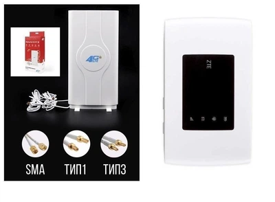WiFi роутер 3G/4G модем ZTE MF920U з панельною антеною MIMO 2x9 дБі та зарядним