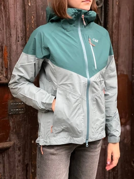 Жіноча мембранна куртка Outdoor Research Foray 1 Gore-tex трекінгова для походів Розмір L Зелений з сірим