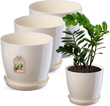 Горщик Kadax Agen з підставкою 23 см 3 шт. Кремовий (K8140)