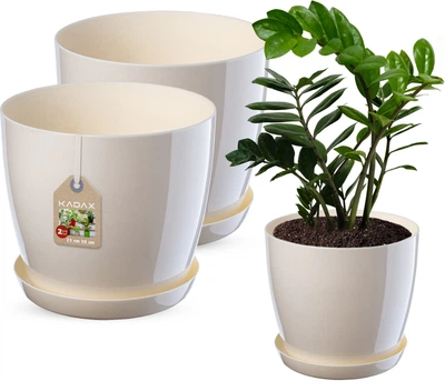 Горщик для квітів Kadax 23 см + 28 см з підставкою 2 шт. Кремовий (K8169)