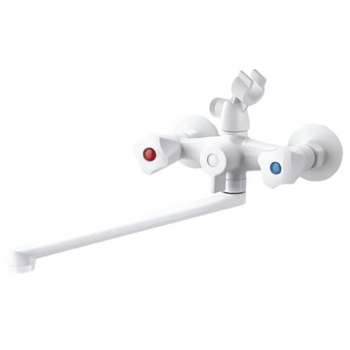 Смеситель для ванной белый с шлангом и лейкой PLAMIX OMEGA-140 EURO SET (MX9579)
