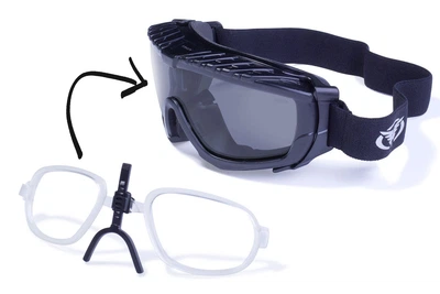 Окуляри захисні з ущільнювачем Global Vision Ballistech-1+RX (smoke) Anti-Fog, сірі окуляри з діоптрійною вставкою в комплекті RX-B1-GR1