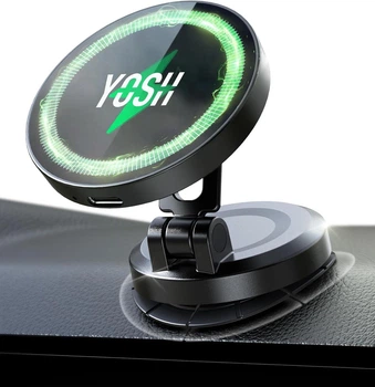 Автомобильный беспроводной зарядный держатель YOSH MagSafe 15W для панели приборов
