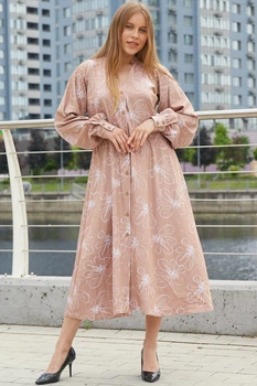 Жіноча сукня з тонкого джинсу в квіти LadyLike 46 Бежевий (ll2214316789407)