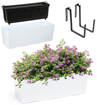 Donica plastikowa Kadax Begonia balkonowa z uchwytami 19x56 cm LA556-05 Biała (5903699430828)