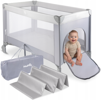 Кроватка манеж 60x120см серый MalPlay