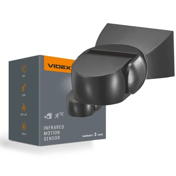 Датчик движения и освещенности VIDEX VL-SPW15B 220V 1200W IP65 инфракрасный черный 28936