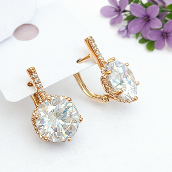 Серьги Xuping Jewelry длина 1.9см ширина 1см медицинское золото позолота 18К цирконий с1328