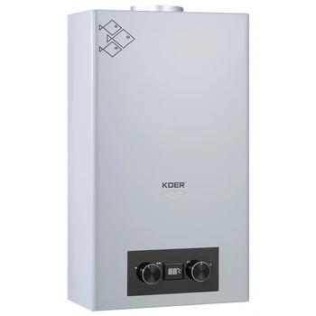 Газовая колонка Koer G0110 Grey дымоходная 10 л/мин, серая. медный теплообменник