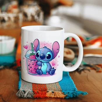 Чашка черная хамелеон с блестками Stitch Стич 330 мл (СТ10015)