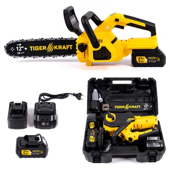 Бесщеточная аккумуляторная пила TigerKraft TG33 PRO (21V 5Ah) Цепная АКБ пила шина 30 см с дисплеем