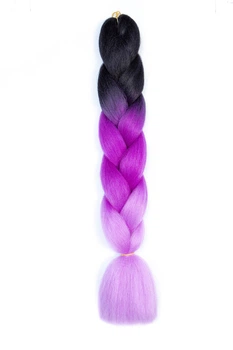 Канекалон омбре С13 60 см Jumbo Braid черный фиолетовый