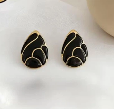 Сережки універсальні Краплі jewelry Золотисті - чорні