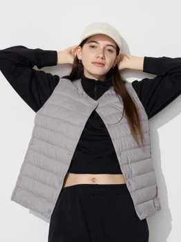 Теплый жилет короткий женский Uniqlo 472880708 L Серый (1159851112)