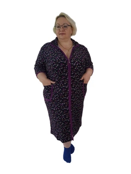 Халат жіночий велюровий бузковий з тонкими овалами батальний розмір 11XL