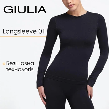 Женская бесшовная футболка из микрофибры с длинным рукавом Giulia LONGSLEEVE 01 L/XL Black, базовый лонгслив