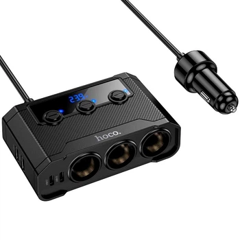 Розгалужувач прикурювача для авто на 3 гнізда Hoco Z64 | 2USB/2Type-C, 15W USB+240W DC|