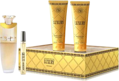 Zestaw damski New Brand Luxury Woda perfumowana 100 ml + Balsam do ciała 130 ml + Żel pod prysznic 130 ml + Miniaturka Woda perfumowana 15 ml (5425039222295)
