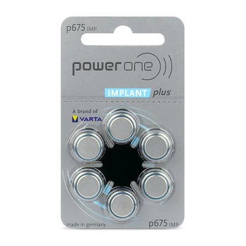 Батарейки Power One IMPLANT Plus 675 для кохлеарных слуховых имплантов, 6 шт./уп.
