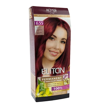 Стійка крем-фарба для волосся «Elitan» intensive and natural color, 6.55 — Імперський рубін