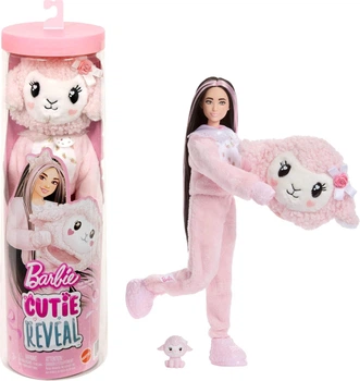 Лялька Barbie Cutie Reveal Cuddly SeriesLamb Lamb with Mini Pet - Красуня Барбі з аксесуарами та міні-вихованцем ягням (JJP66) - Ігровий набір Mattel