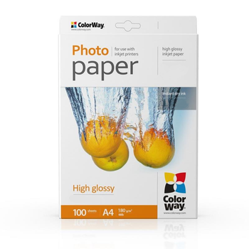 Фотопапір ColorWay глянцевий A4 180г/м² 100 аркушів (PG180100A4)